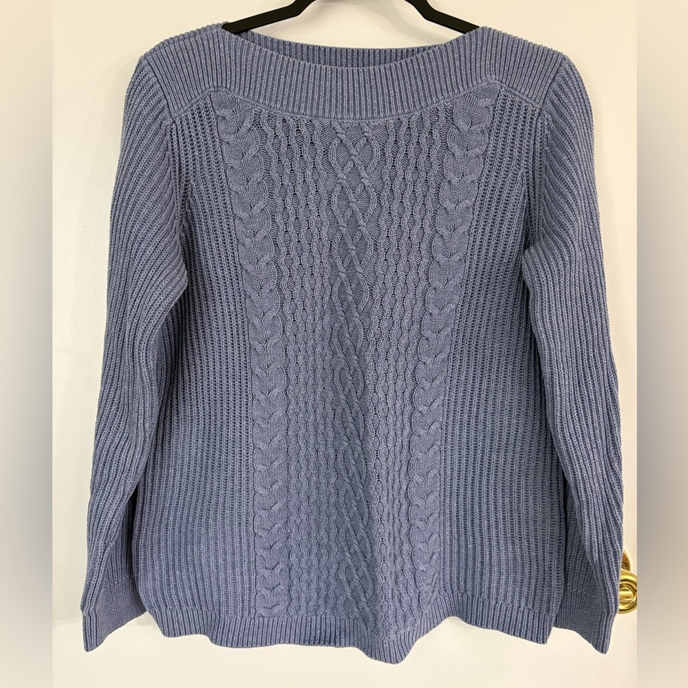 Tommy Hilfiger Blue Cable Knit Boat Neck Sweater
